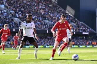 Liverpool harus mengakui keunggulan Fulham dalam lanjutan Liga Inggris di Craven Cottager, Minggu (6/4/2025)/